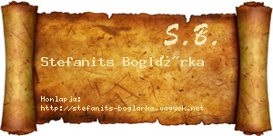Stefanits Boglárka névjegykártya